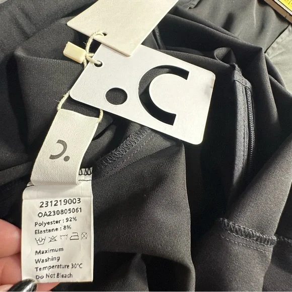 NWT Commense Satin Mock Neck Tie Back Black Short Dress Size Medium - Picture 5 of 13